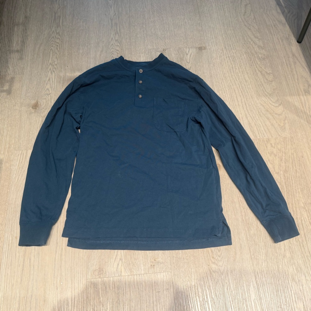 Redhead - Dark Blue/Green Long Sleeve Henley Shirt, Size Small